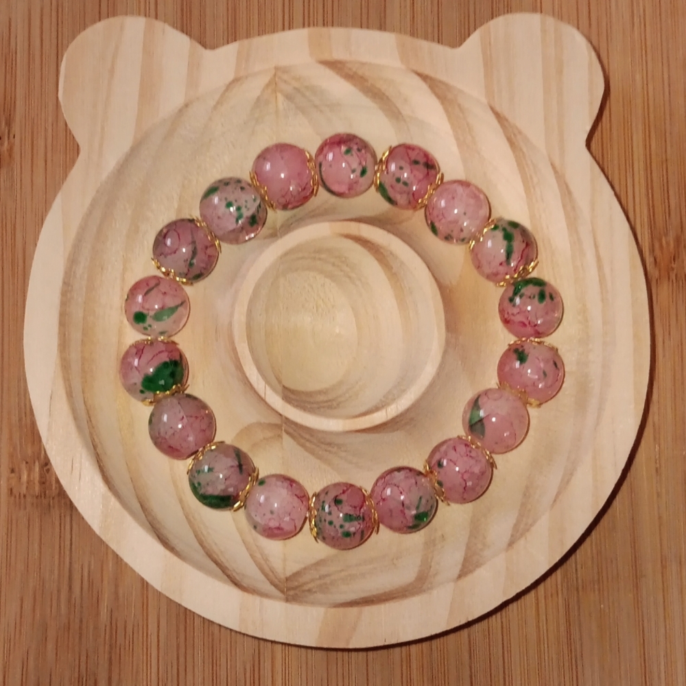 🩷HP! Sakura Cherry Blossom Beautiful Glass Beaded Bracelet New!